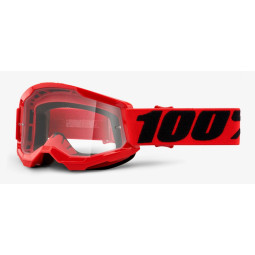 Gogle 100% STRATA 2 JUNIOR RED (Przezroczysta Anti-Fog, LT 88%-92%)