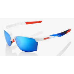 Okulary 100% SPORTCOUPE Matte White / Geo Pattern - HiPER Blue Multilayer Mirror Lens