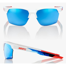 Okulary 100% SPORTCOUPE Matte White / Geo Pattern - HiPER Blue Multilayer Mirror Lens
