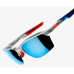 Okulary 100% SPORTCOUPE Matte White / Geo Pattern - HiPER Blue Multilayer Mirror Lens