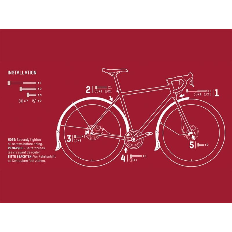 Błotnik zestaw BURN CENTRAL FULL FENDER 700x45mm przód, tył